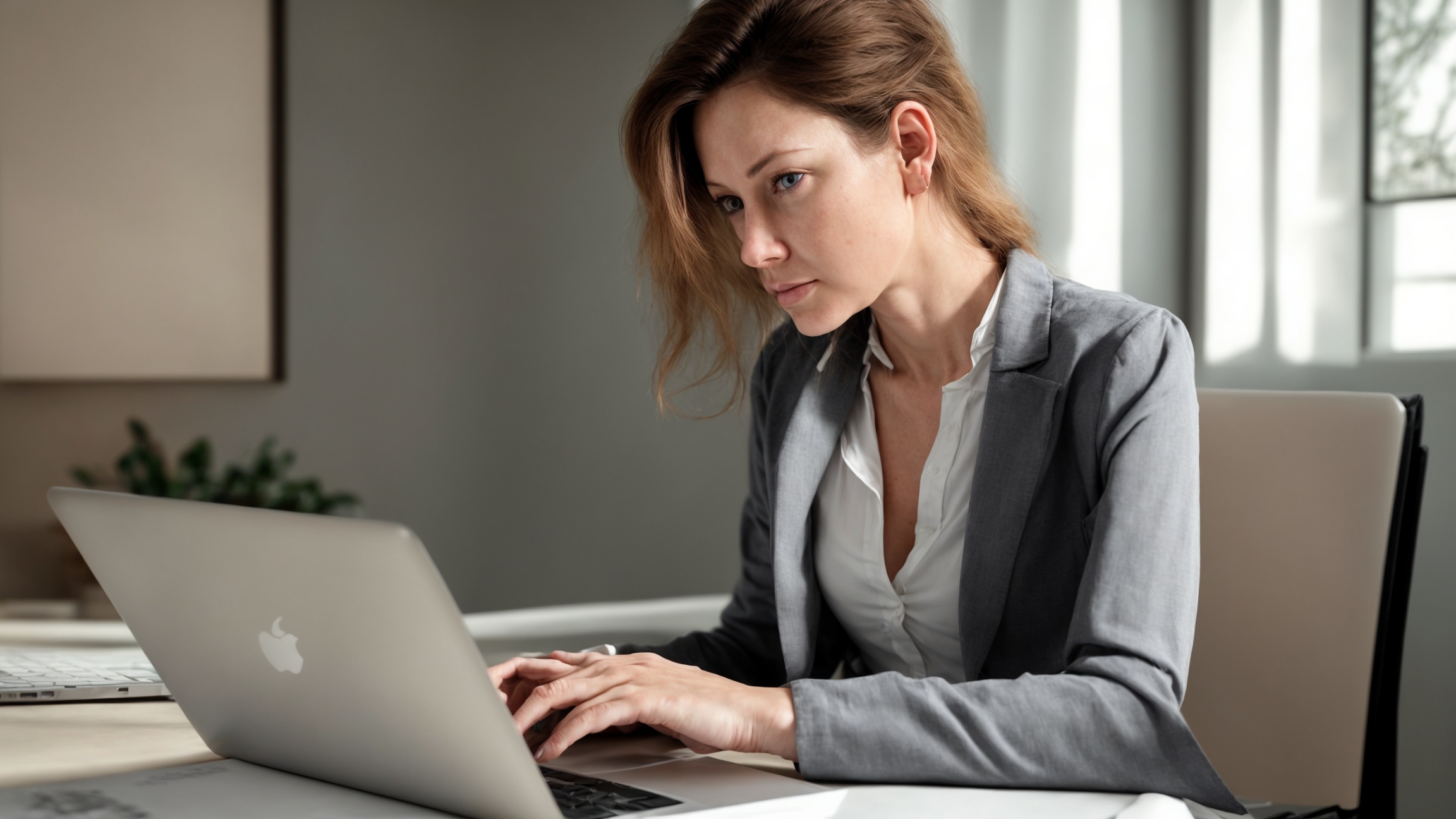 Adult woman analyzing financial charts on laptop
